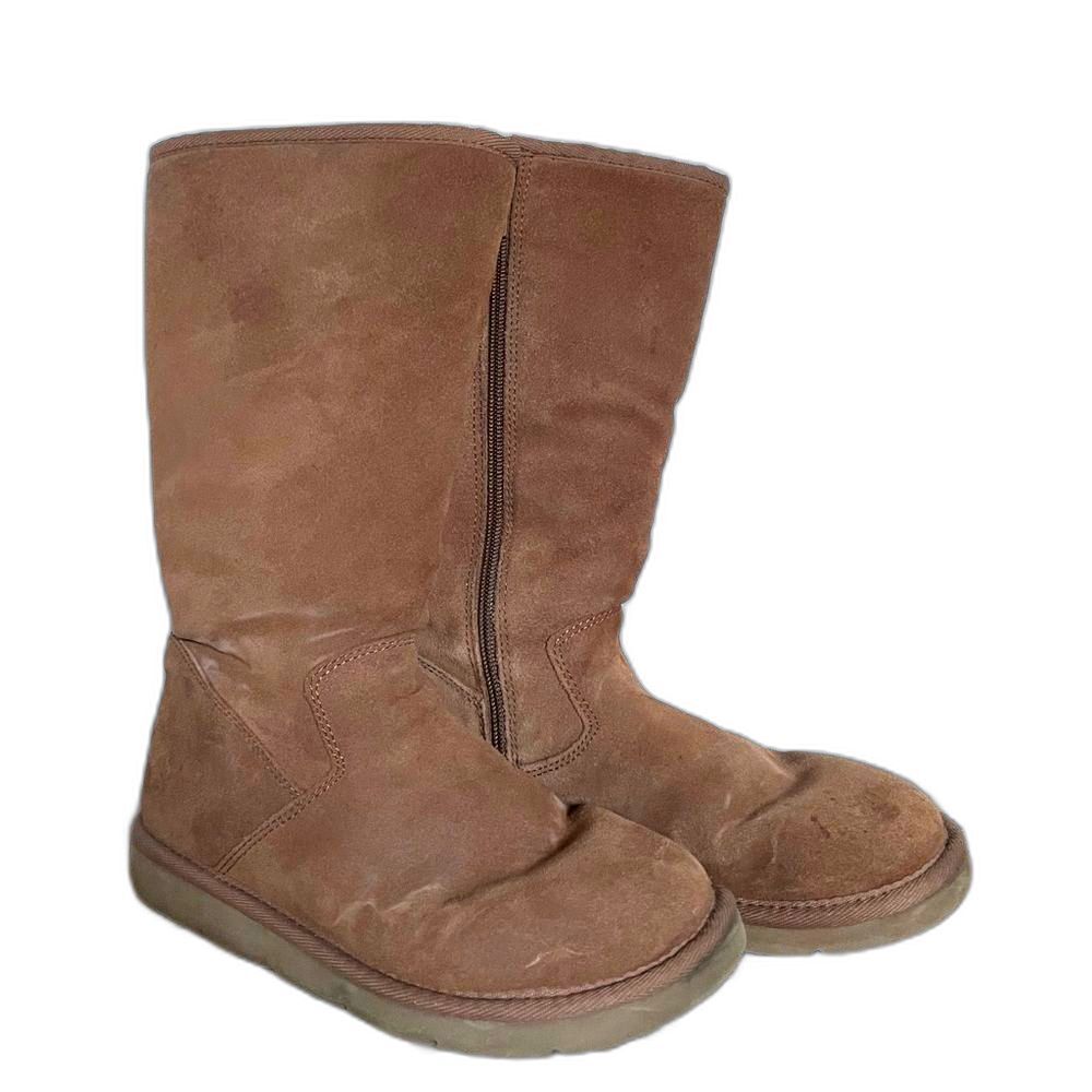Ugg Chestnut Brown Zip-Up Tall Sheepskin Shearling Boots, Size 7